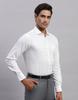 Monte Carlo Mens Self Design White Collared Neck Full Sleeve Shirt