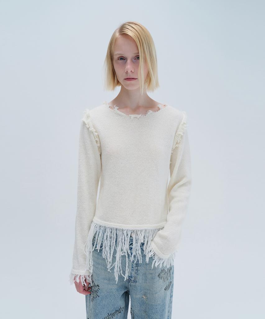 Daiaegeuneol Fringe Damage Knit (Ivory)