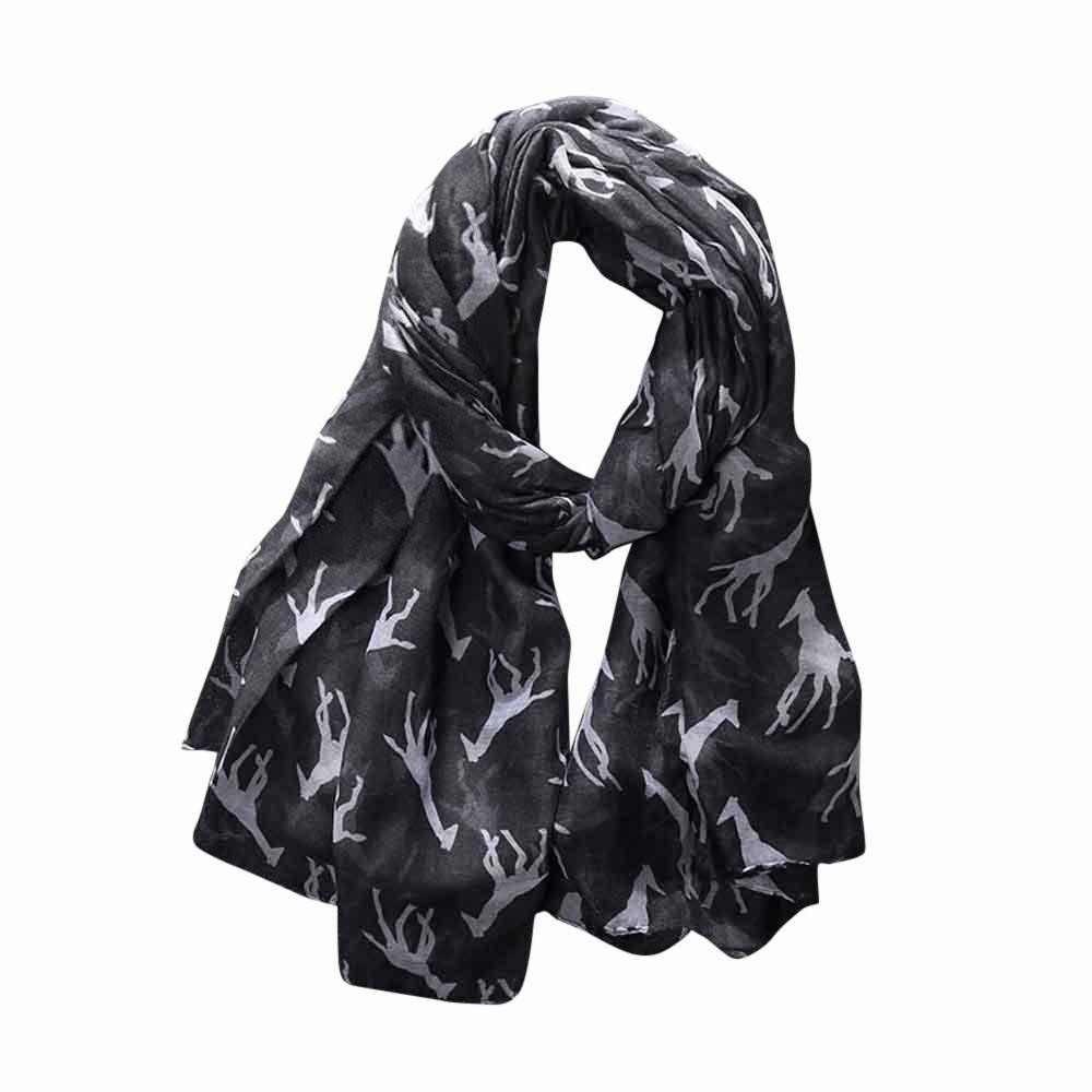 Women Ladies Giraffe Print Pattern Long Scarf Warm Wrap Shawl