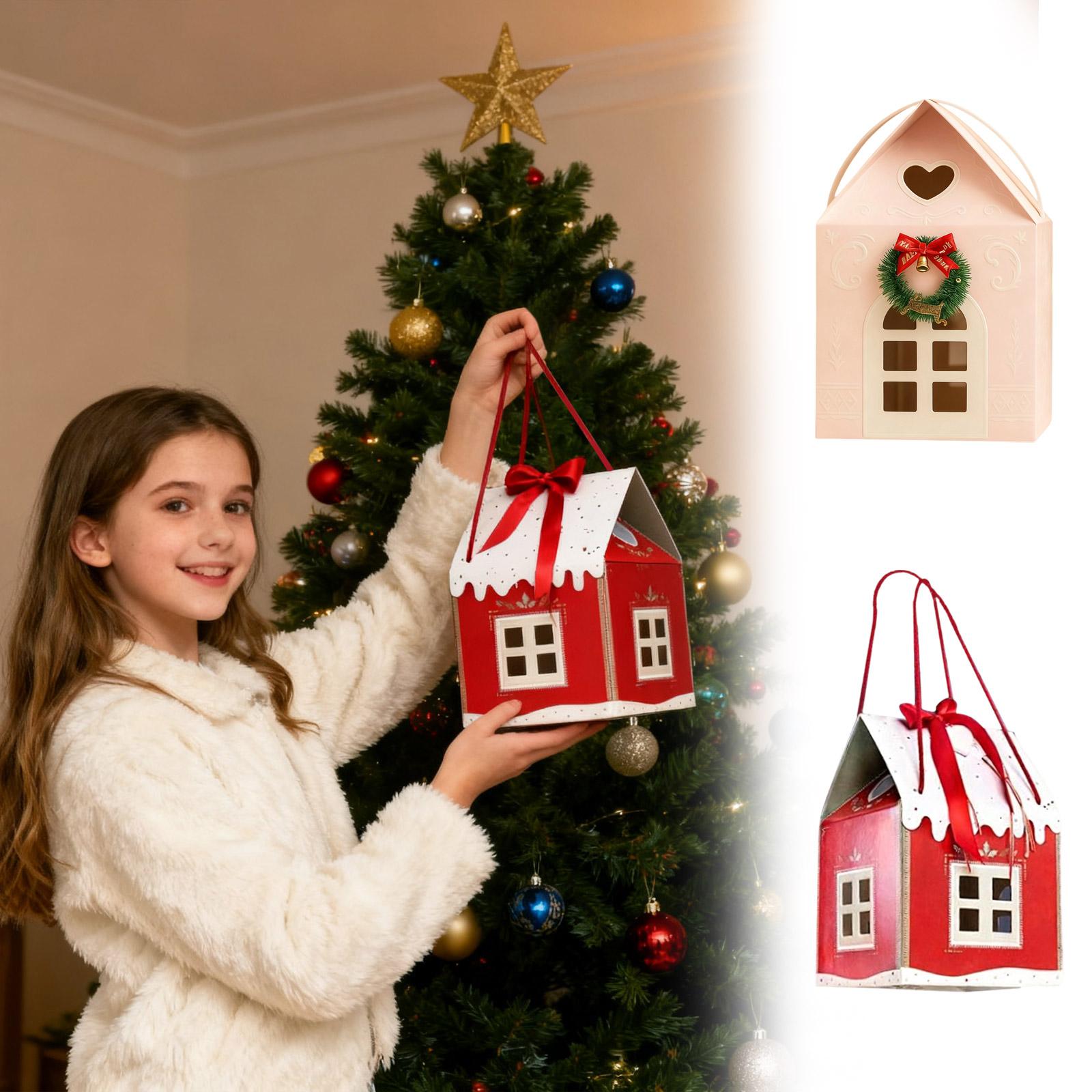 

Christmas Cottage Gift Box, Up Christmas House Gift Boxes, Paper Boxes For Holiday Party Favors, Cookie Candy Packaging, Festive Goodie Bag One Size