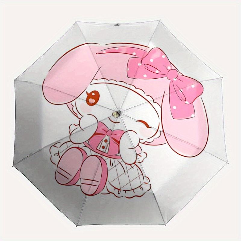 1pc Sweet My Melody Cartoon Umbrella, Portable 3-Fold Compact Umbrella, Suitable for Camping, Hiking and Travel, Ideal Easter Birthday Gift for Family