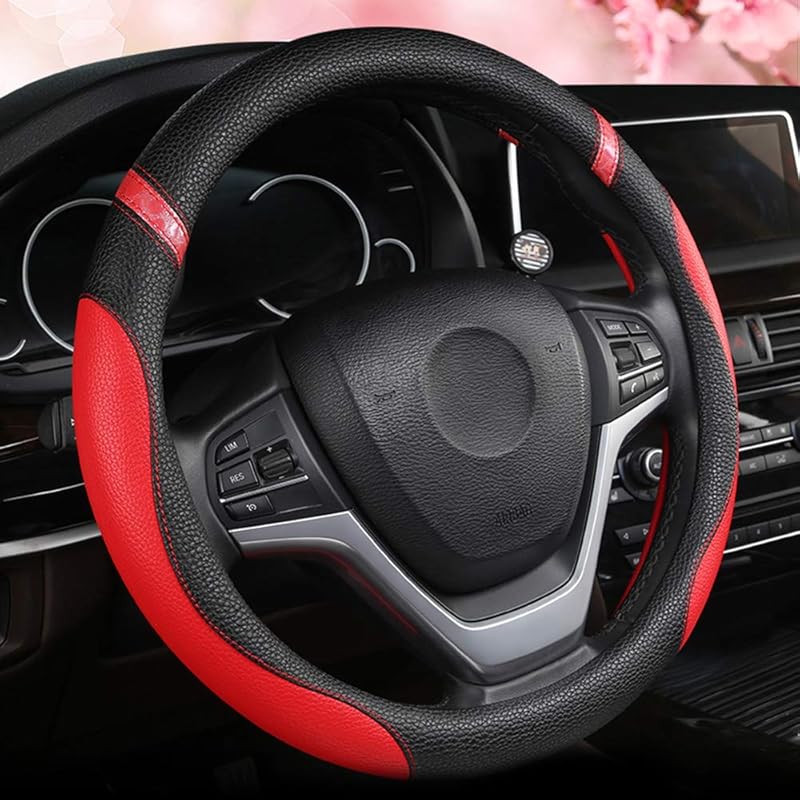 Steering Wheel Cover For Car Leather Universal Steering Wheel Covers For Men Women Fit Cars SUV Truck Pickup 15Inch (Beige)