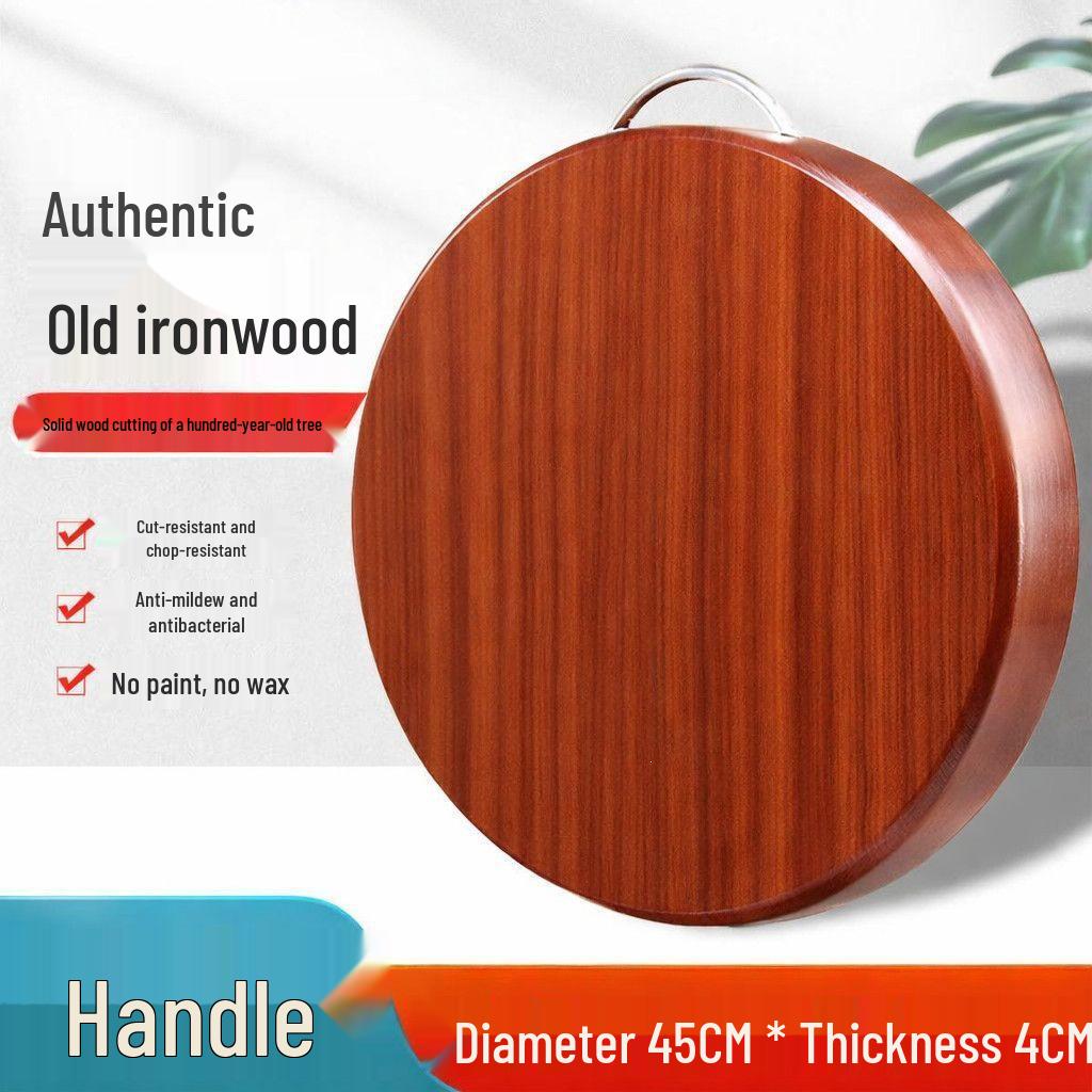 Authentic Antibacterial Ironwood Round Cutting Board - Solid, Non-Stick, and Anti-Mildew for Home and Commercial Use.