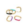 1 Pair Stainless Steel Enamel Rectangle Hoop Earrings Gold Color Small Hoop Earrings for Women Kids Fashion Jewelry Wholesale