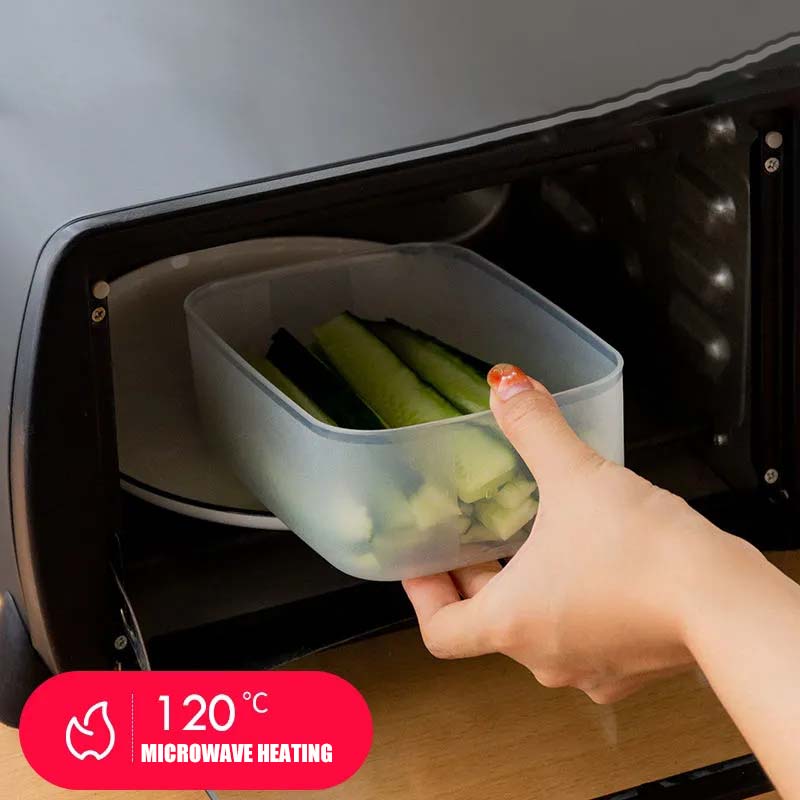 3 Packs Fresh-keeping Box Household Refrigerator Organizer Vegetable Fruit Storage Box Microwaved Heating Food Storage Portable Sealed Lunch Box
