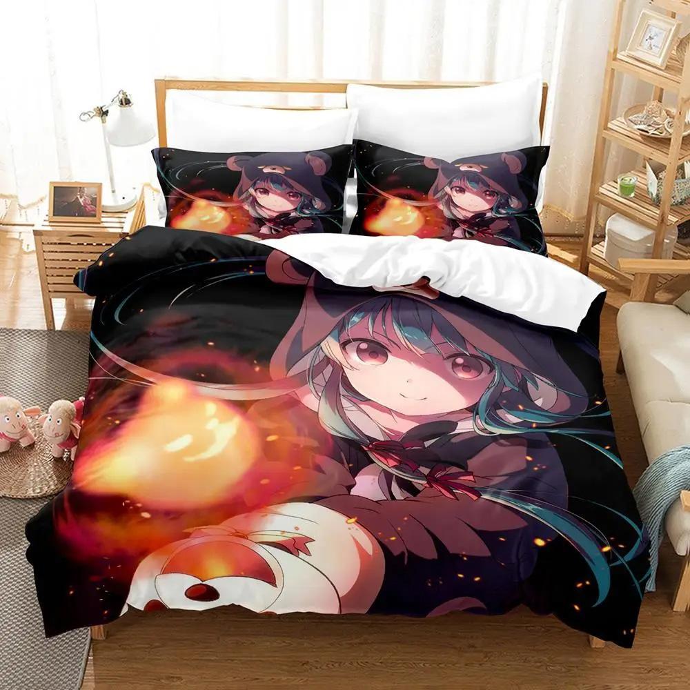 New Kawaii Anime Kuma Kuma Kuma Bear Bedding Set Boys Girls Twin Queen Size Duvet Cover Pillowcase Bed Kids Adult Home Textiles
