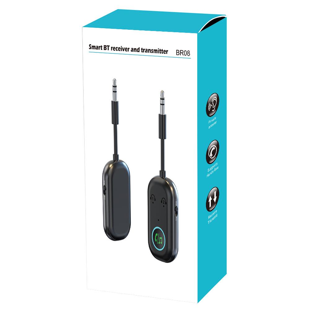 BR08 2-in-1 Bluetooth Receiver & Transmitter for Car, TV & Aircraft AUX - Connects Wirelessly To Two Devices