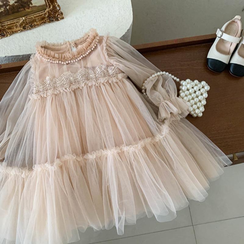 Spring and Autumn New Girls Lace Spliced Princess Dress