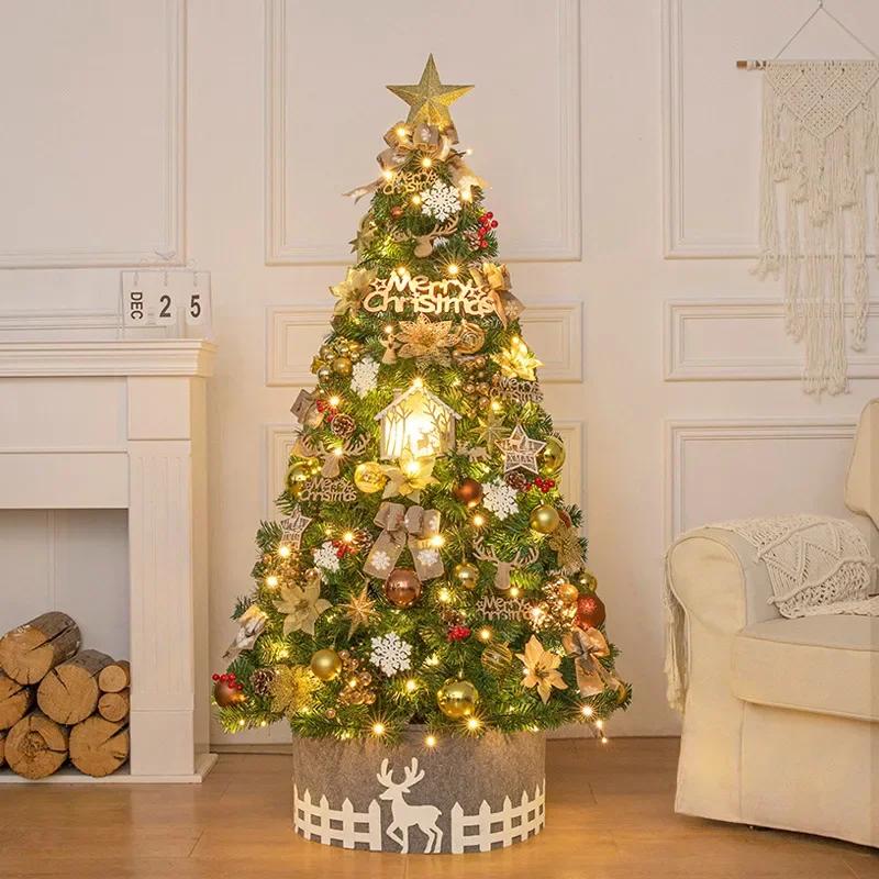 150cm Christmas Tree Decoration Package Tree Home Use European Gold Christmas PVC Tree