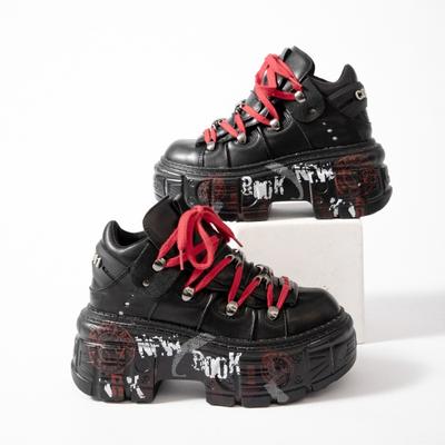 Retro Spanish Tank Sole Metal Platform Small Leather Dark Punk Muffin Bottom Street Shot Heightening Single Shoes
