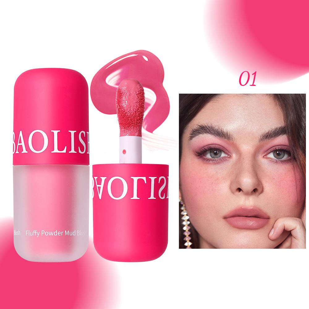 Mushroom Head Pink and Tender Girlish Blush Natural Brightening Contour Liquid Blusher Long Lasting Non Fading Contour Cosmetics Face Cheek Makeup