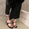 Slim heel temperament socialite black cool slippers shoes wear new summer high heels sandals