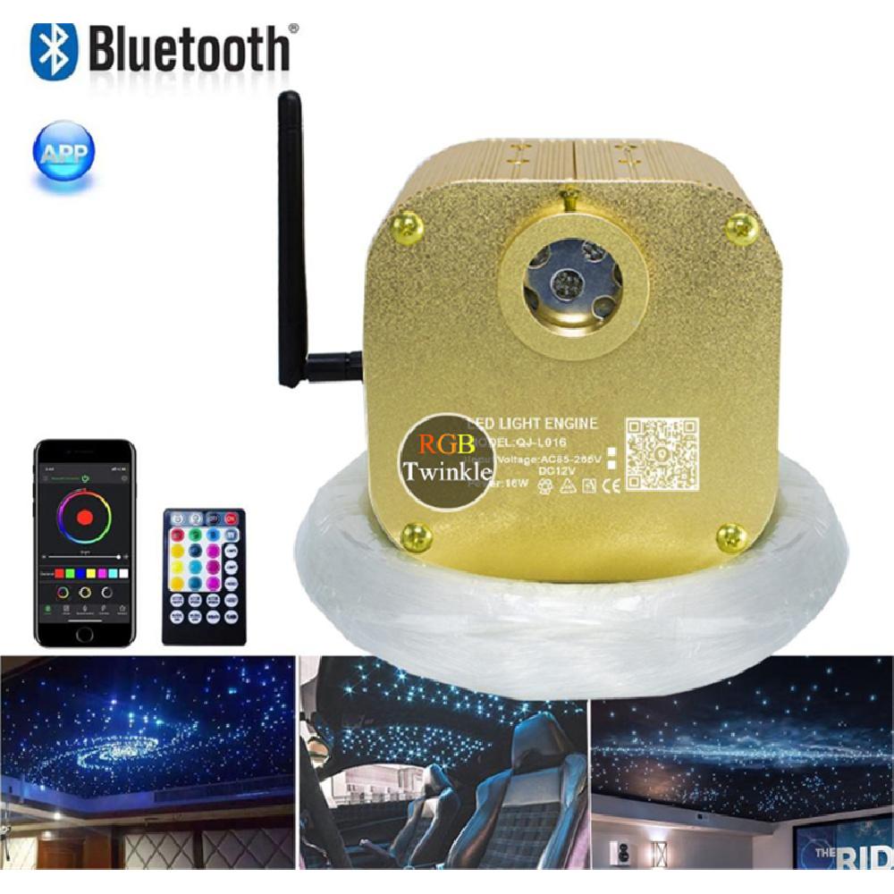 CAR 16W Twinkle RGBW Fiber Optic Light Bluetooth Remote Music Control Star Ceiling 300pcs 2M Cable