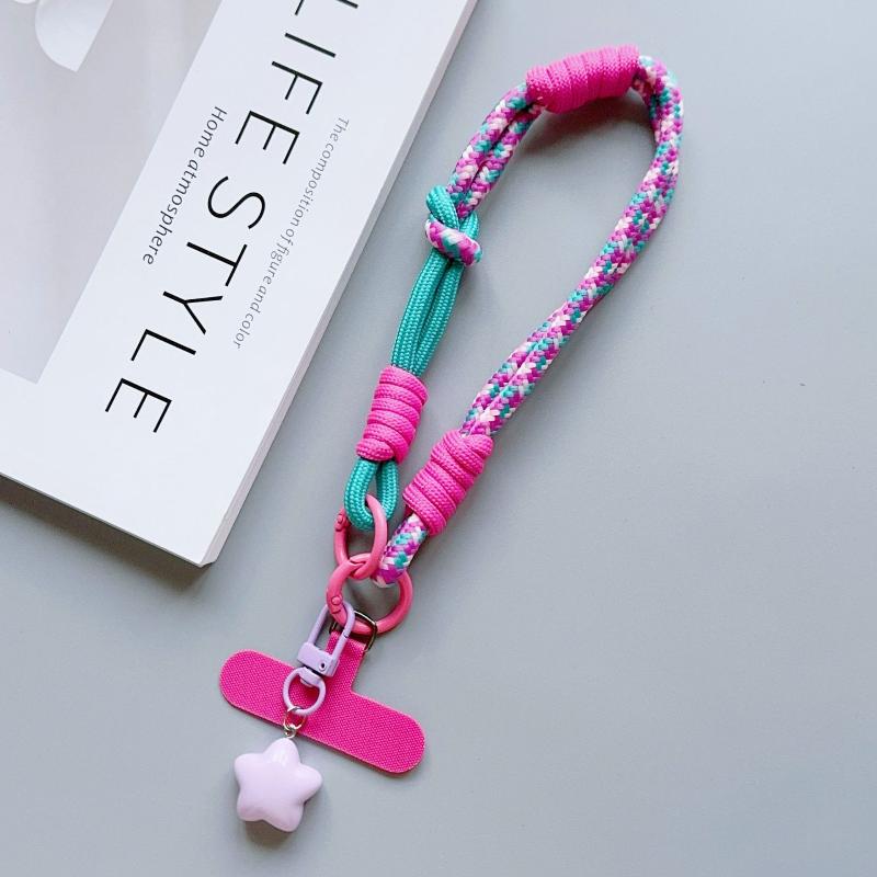 1 Piece Star Pendant Wrist Rope Cartoon Cute Mobile Phone Hanging Rope Adjustable Short Braided Rope Keychain For Men And Women