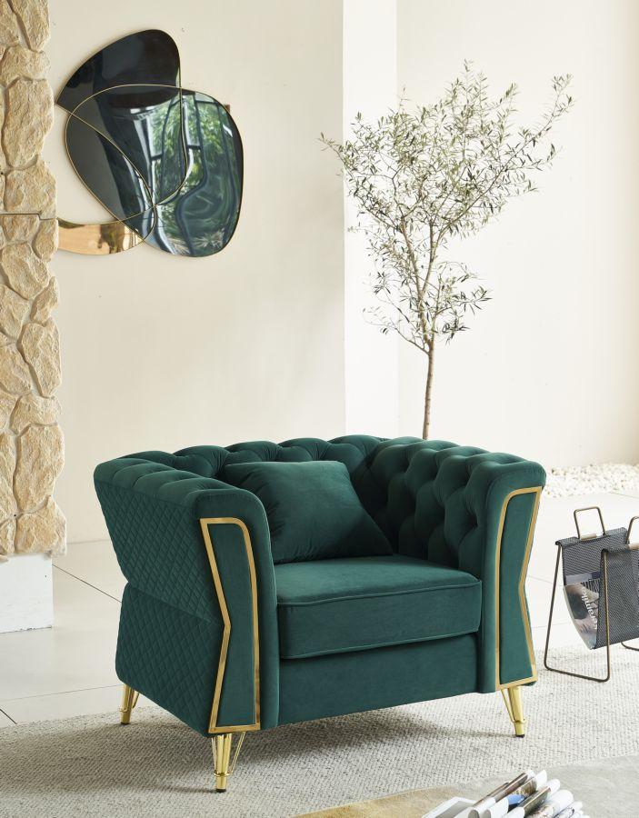 Armchair Emy Green With Cushion  Cm 104X83X76