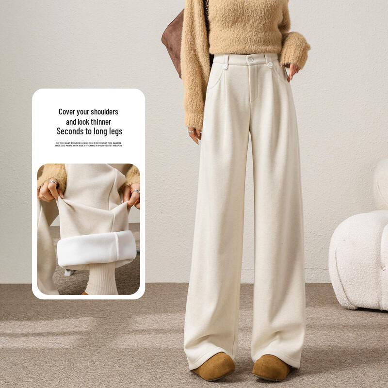 

Women s Fleece-Lined Wide-Leg Casual Pants L