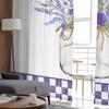 Aquarell Lavendelflasche mit lila Karomuster Fenster Tüllgardinen Wohnzimmer Hotel Luxus Dekoration Transparente Gardinen
