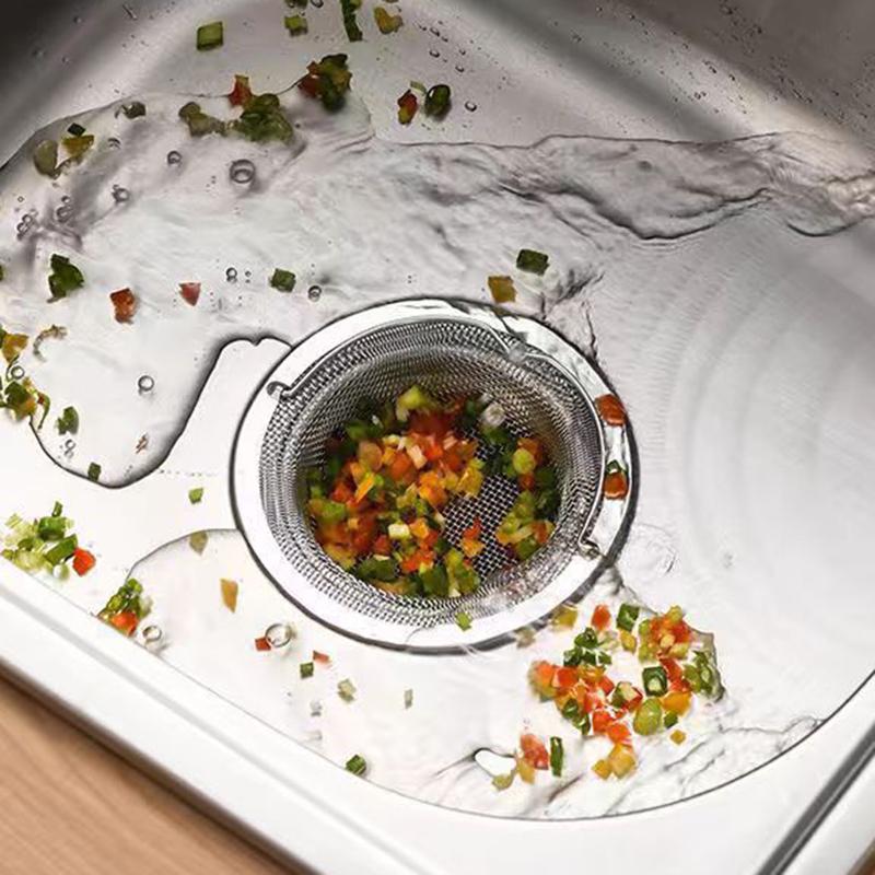 1Pcs Stainless Steel Kitchen Sink Filter Kitchen Garbage Food Residue Dishsink Filter With Handle Metal Sink Strainer