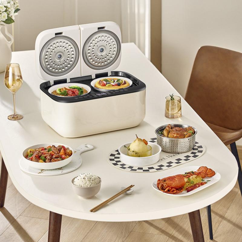 Panela de Arroz 220V Nova Inteligente Multifuncional Grande Capacidade Doméstica Dupla Camada Cozimento a Vapor Reserva