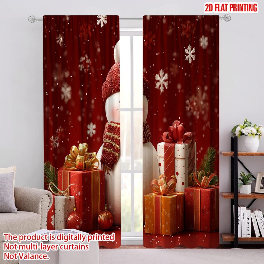 

2pcs,2D plane printing Curtains Roller Blinds Snowman Cartoon Snowflake Gift Versatile Polyester (without rod) Decorations 52.50 × 116.00 cm 2 pcs