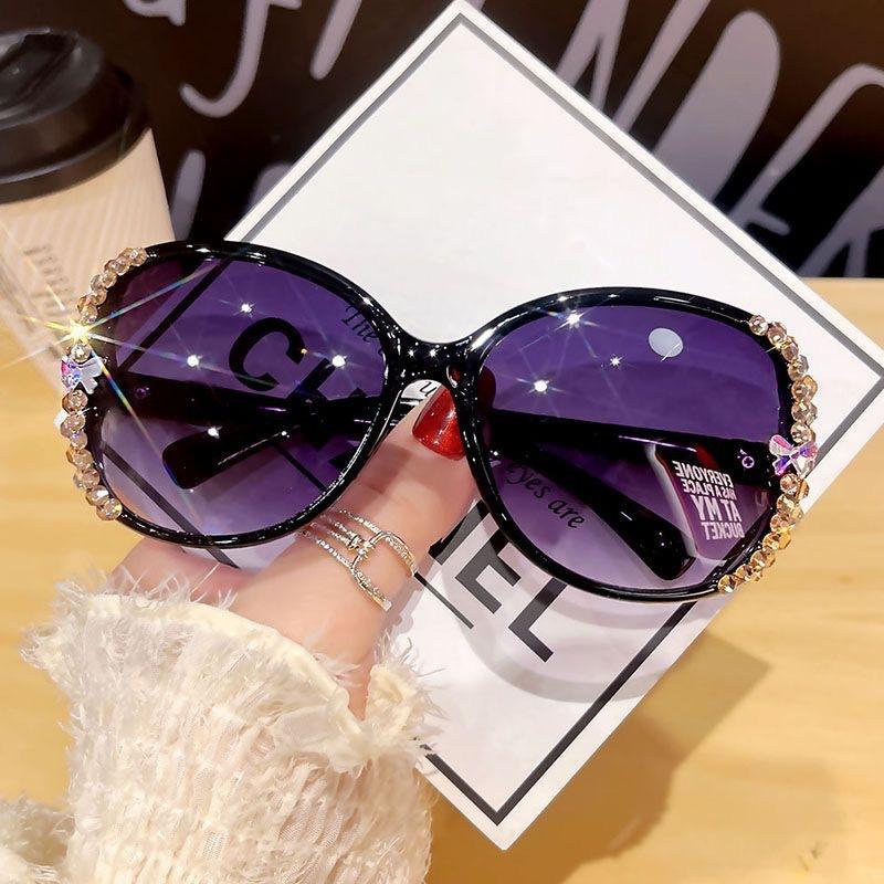 New sunglasses women's sunscreen stickers drill UV protection advanced sense big face thin fashion sunglasses