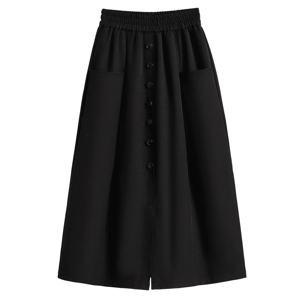 Fuste noi de primăvară de dimensiuni mari pentru femei, cu talie elastică, supradimensionate, la modă, linie A, fuste lungi pliate solide