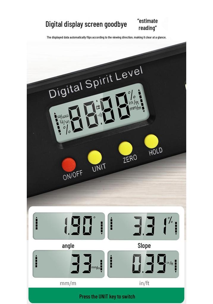 Mini 0-150mm Magnetic Digital Level & Caliper - Angle Finder & Ruler