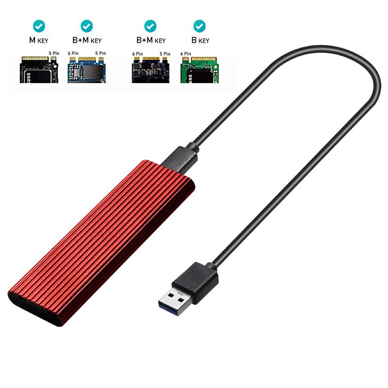 M2 SSD Case NVME Enclosure M.2 to USB SSD Adapter for NVME PCIE NGFF M.2 SATA SSD M/B+M Key 2230/2242/2260/2280 M2 Dual Protocol