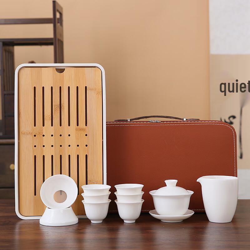 Zhi Shi Mutton Fat Jade White Porcelain Gaiwan Tea Set