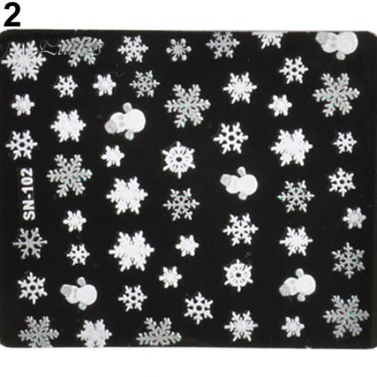 Fashionabla julsnöflingor Snowman 3D Nail Art Sticker Decal Girl fingernagel tillbehör