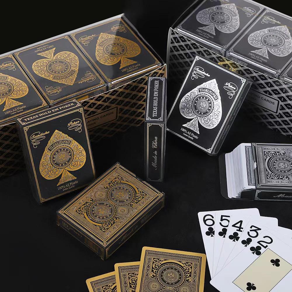 Luxury Texas Hold'em Poker Cards with Gold & Silver Edges in Gift Box Set