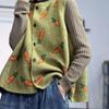 Frühling Herbst Damen Rundhals Jacquard Strickweste Locker Sitzend Ärmelloser Pullover Cardigan Tops Oberbekleidung