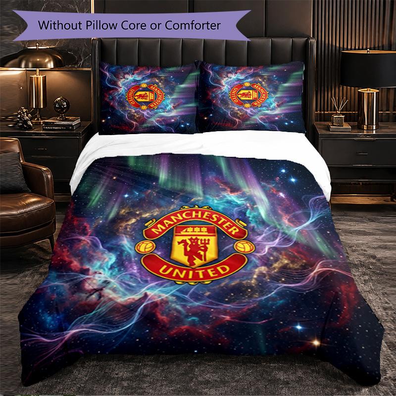 Vzor Manchester United 3dílná sada povlečení Měkký povlak na přikrývku z mikrovlákna s povlaky na polštáře do ložnice