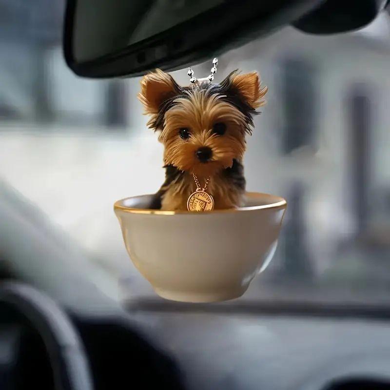 Adorable Cartoon Dog Acrylic Rearview Mirror Charm For Trendy Vehicle Accessories