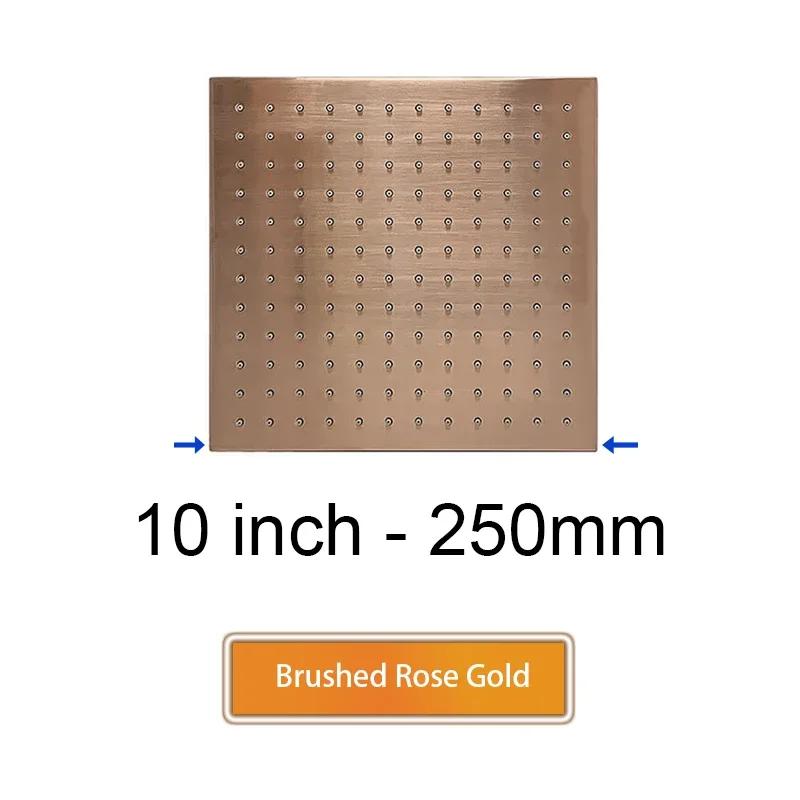 Bathroom Accessories Bath Square Rain Shower Head Quality Brass Shower, Brushed Gold, Rose, Black, Chrome, Brushed Grey