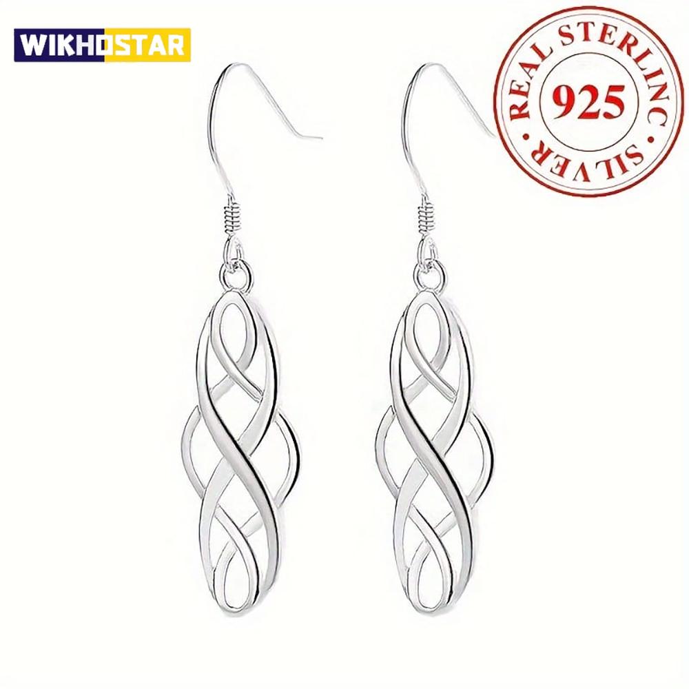 Stylish 925 Sterling Silver Delicate Cross-Shaped Openwork Earrings for Women, Elegant Wedding Accessories