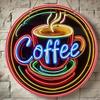 Vintage Metal Poster Wall Art Coffee Decor Round Wood Style Flat Print
