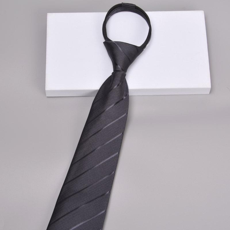 Krawatte Herren Reißverschluss Knotenfrei Klassisch Blau Schwarz Burgunder Einfarbig Gestreift Anzug Kleid Kragen