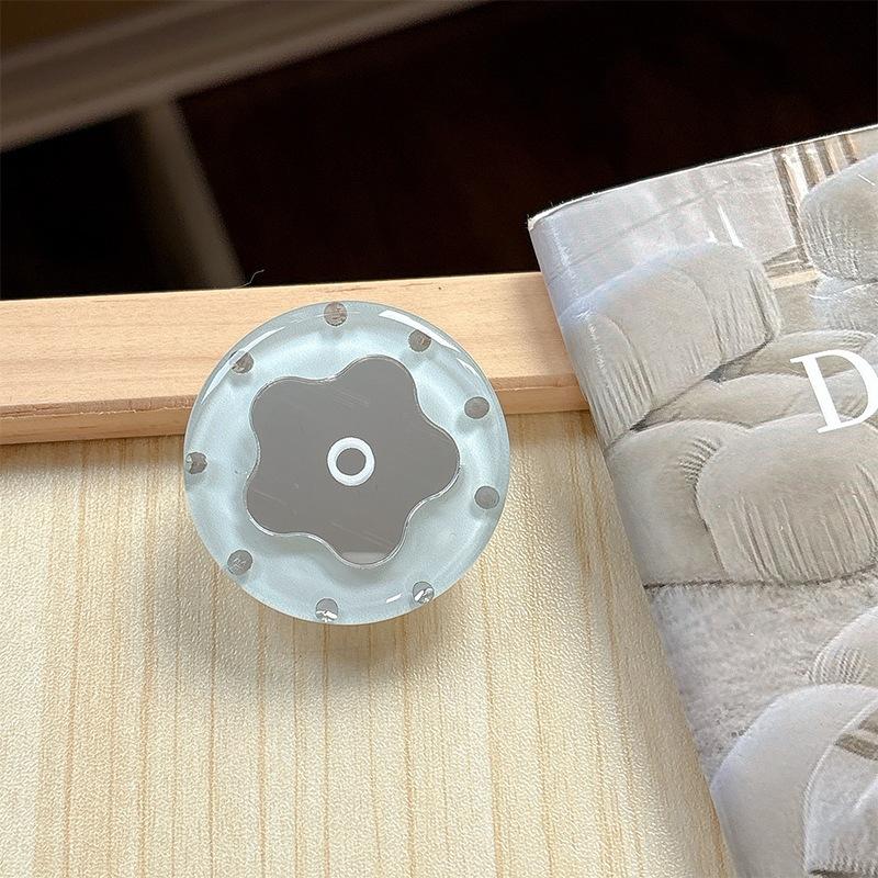 Solid Color Round Ring Flower Mirror Mobile Phone Airbag Holder Paste Retractable Desktop Female Gift