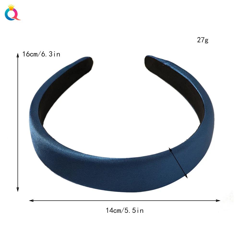 1pcs Satin Sponge Headband for Women Solid Colors Thick Hair Hoop Hairband Fashion Hair Accessories