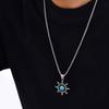 Stainless Steel Rudder Turquoise Necklace for Men,Silver Color Natural Stone Metal Pendant,Trendy Healing Jewelry Gift