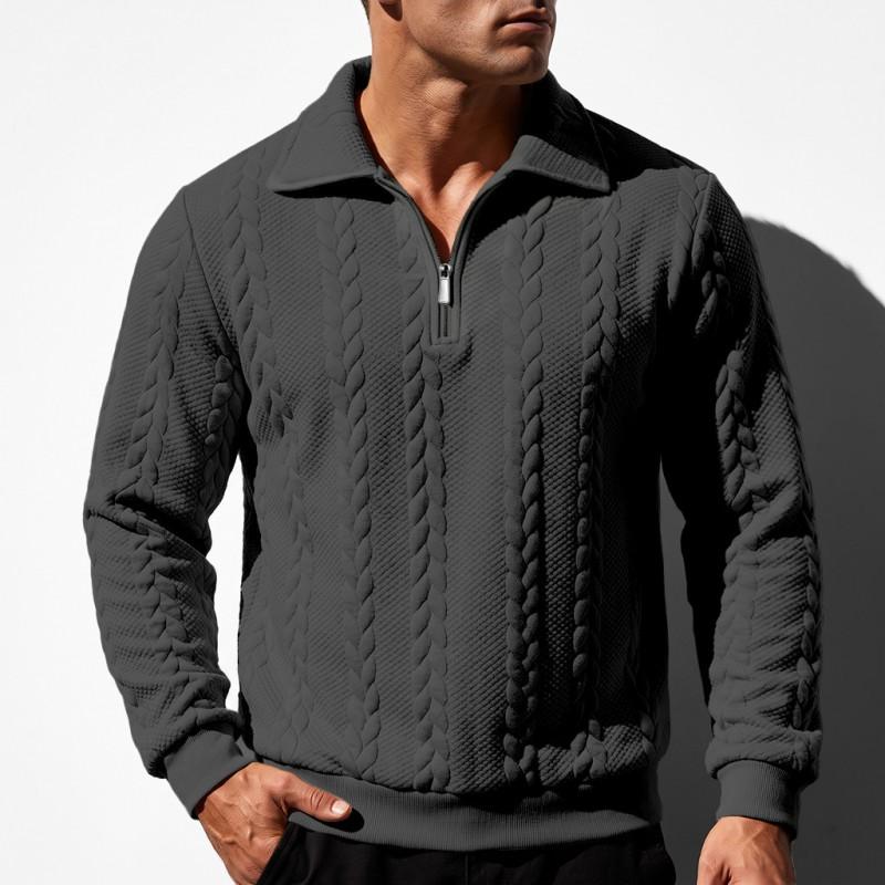 2026 Mens Loose Fit Long Sleeve Polo Sweatshirt Casual Daily Top