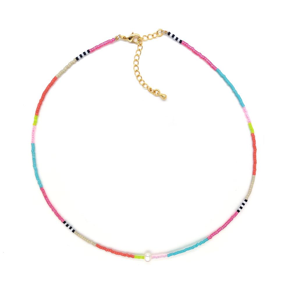 Bohemian Miyuki Seed Bead & Pearl Layered Choker Necklace for Women