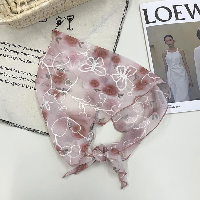 Headscarf Xia women's pastoral new versatile silk scarf high-end sense multi-use antique headband hair accessories headgear triangle scarf waist tie