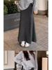 Women's High-Waist Gray Fishtail A-line Skirt – Elegant, Slimming Elastic Waist for Spring/Autumn
