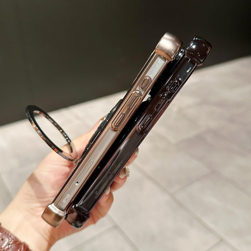 Pro iPhone 16 Magnetický kryt s otočným spinnerem a stojánkem, PC + TPU, s airbagy, kryt na mobil