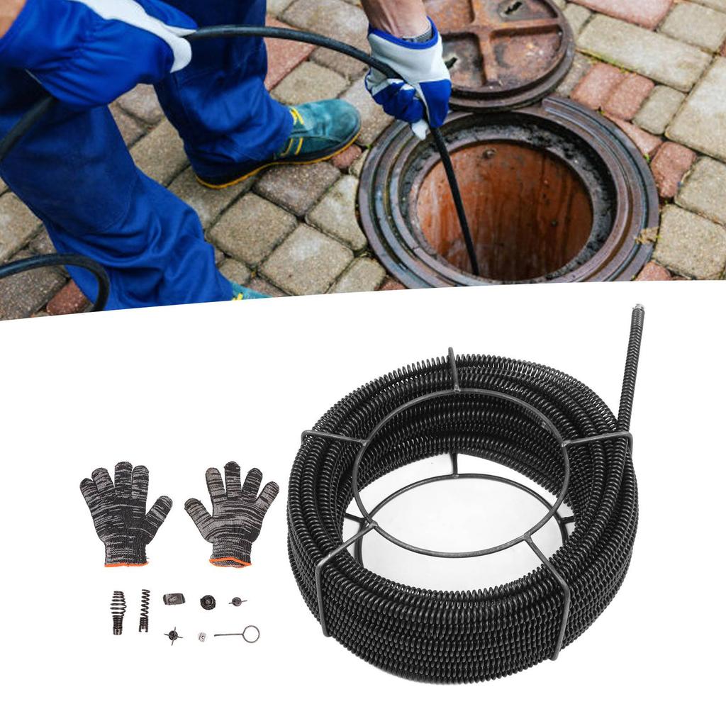 Sewer Cleaning Cable Drain Auger Snake Pipe Dredging Spring Cleaner for Sink Shower Pipes 16mm 30 Meter Sewer Cleaning Cable