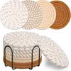 8Pcs Trivets Set for Hot Dishes Cotton Woven Pot Holders Heat Resistant Hot Pads Non-Slip Kitchen Table Protector for Counter