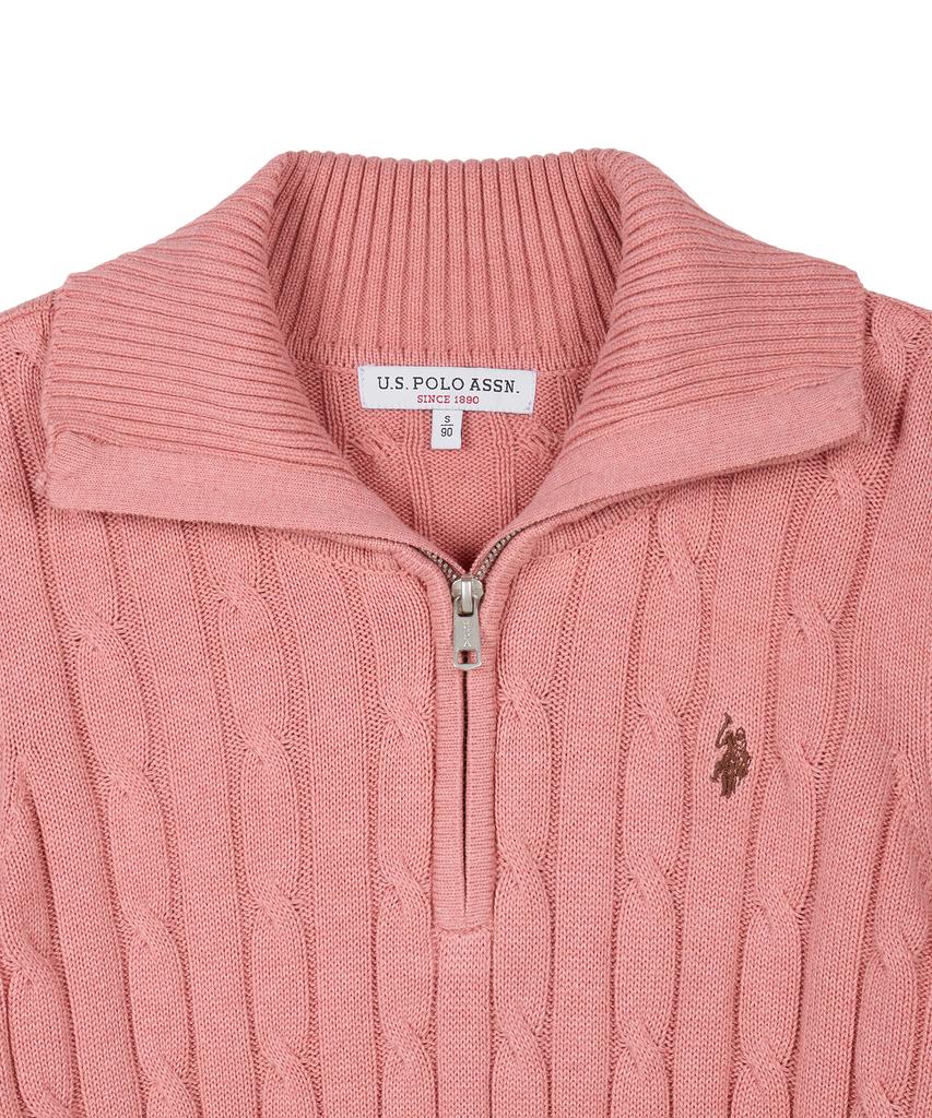 USPOLOASSN Cable Half-Zip Knit_Melange Pink