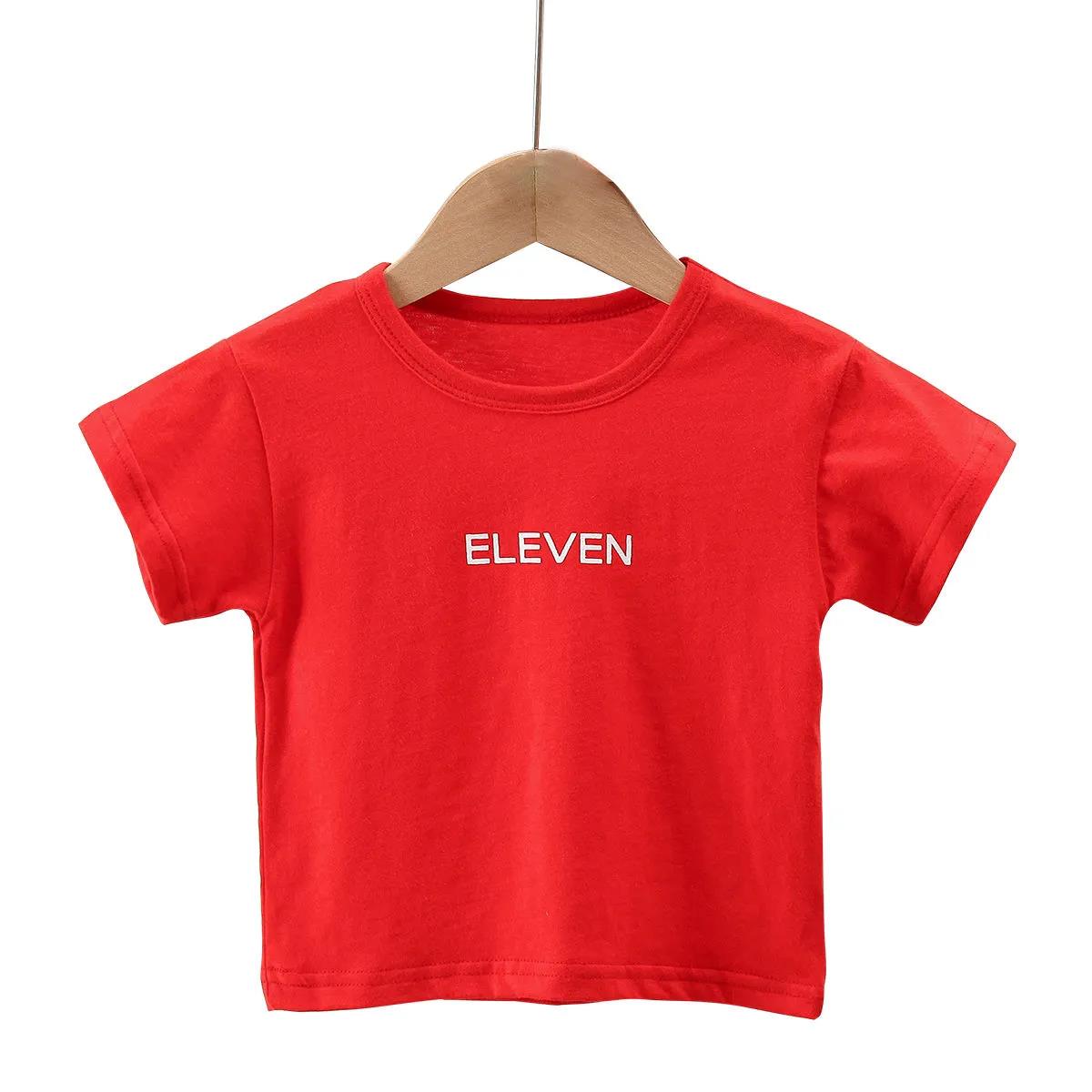 

Детская летняя футболка из чистого хлопка, тонкий детский хлопок, с короткими рукавами для мальчиков и девочек, однотонная детская блузка ярких цветов в иностранном стиле 80 красный